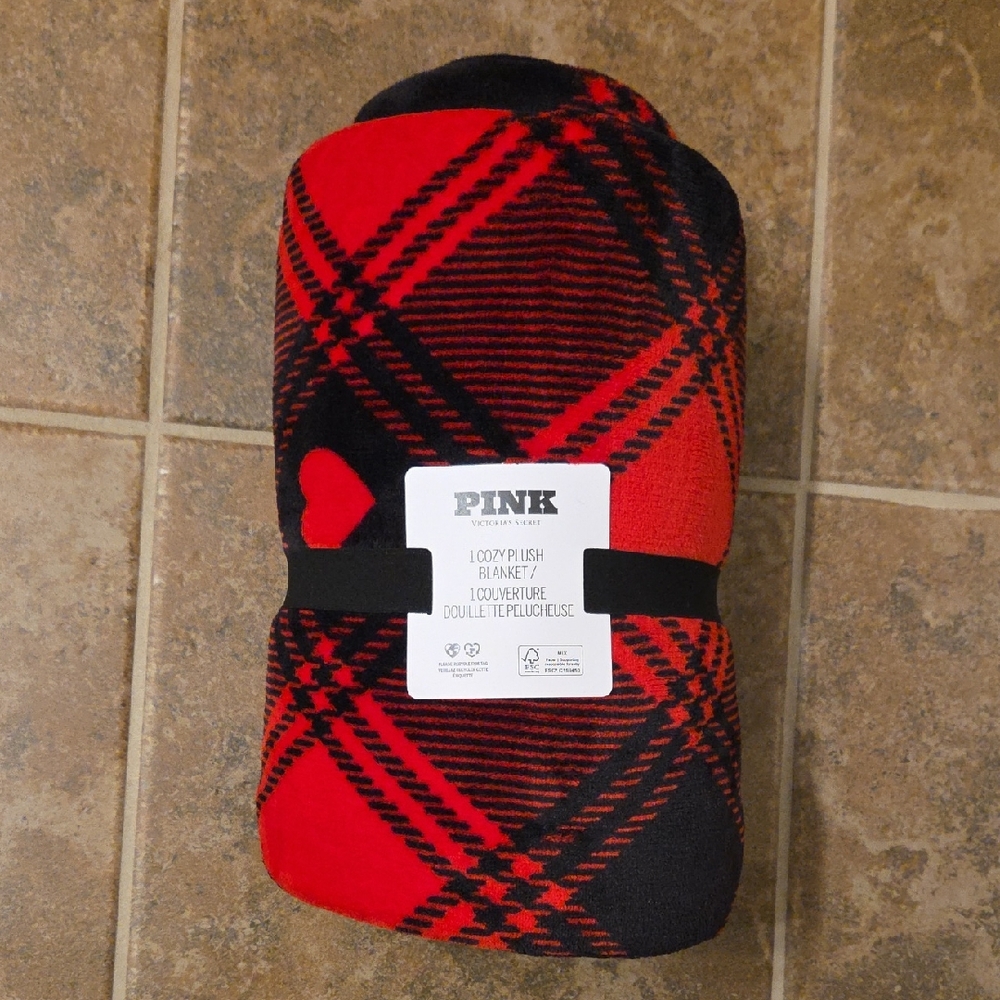 PINK Victoria's Secret Red and Black Blanket